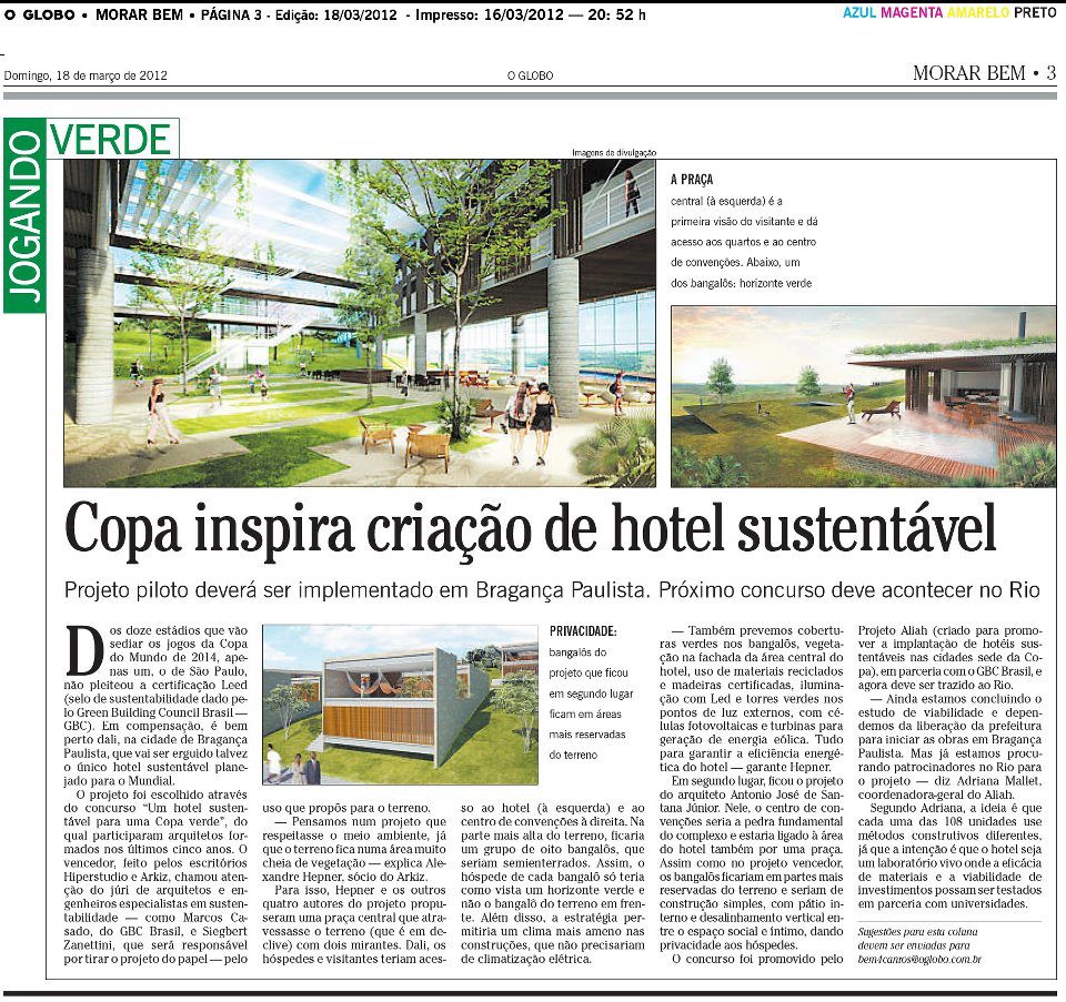 Jornal O Globo 18.03.2012 - Hotel Aliah